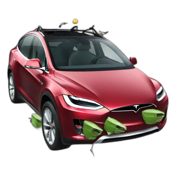 Tesla crash into a jeep sticker