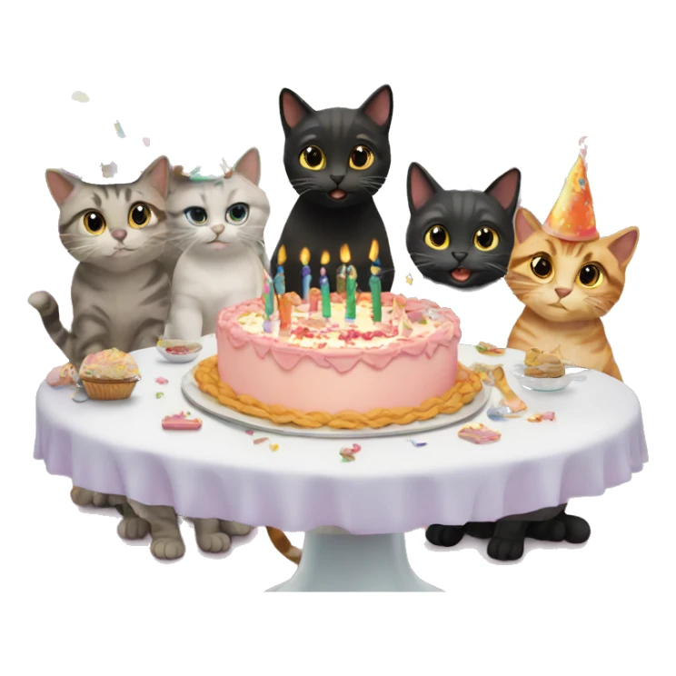 six cats birthday party sticker
