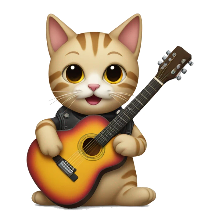 cat with a guitar sticker