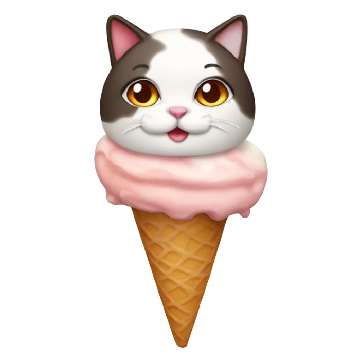 Icecream with fat calico cat sticker