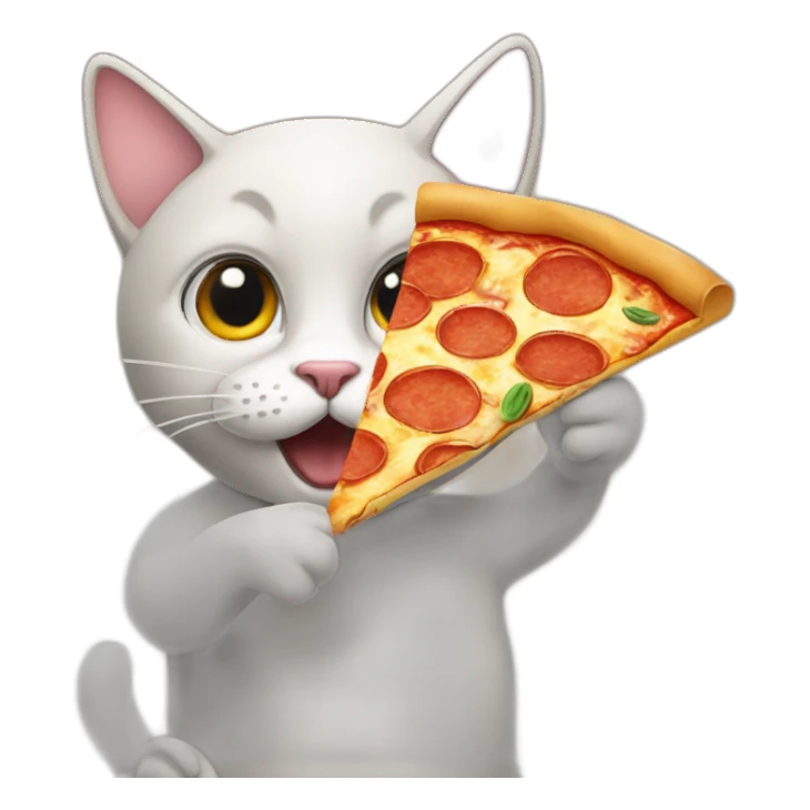 cat eat pizza sticker