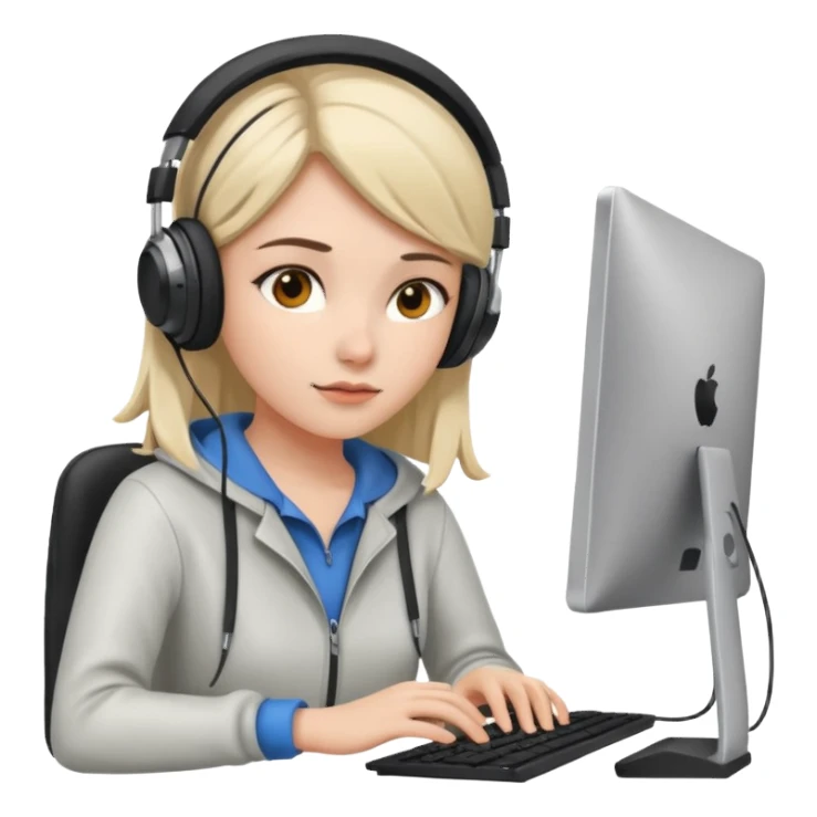 young female programmer working very hard on the computer sticker