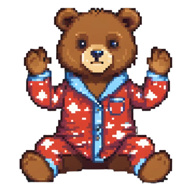 bear in pajamas sitting and waving sticker