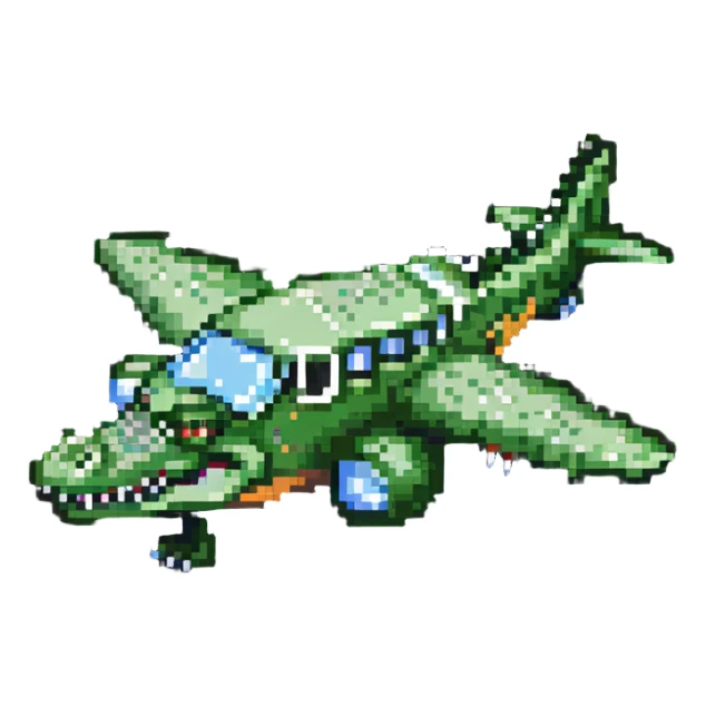 cartoon crocodile-airplane hybrid, side view sticker
