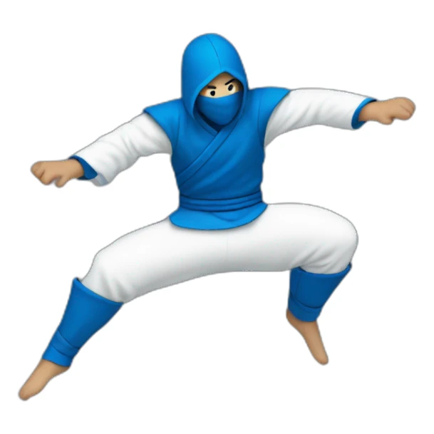 Jumping ninja in blue and white sticker