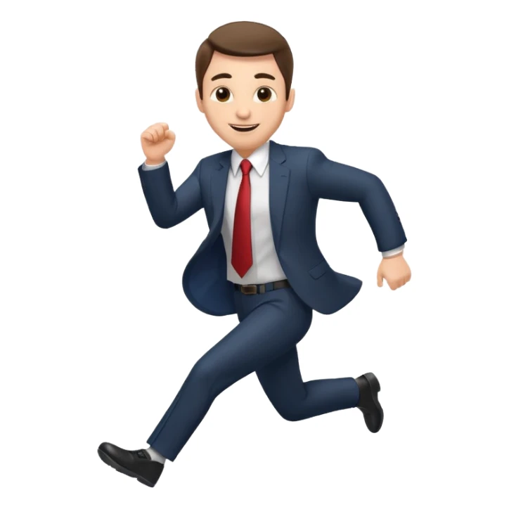 businessman picking running, face to camera sticker