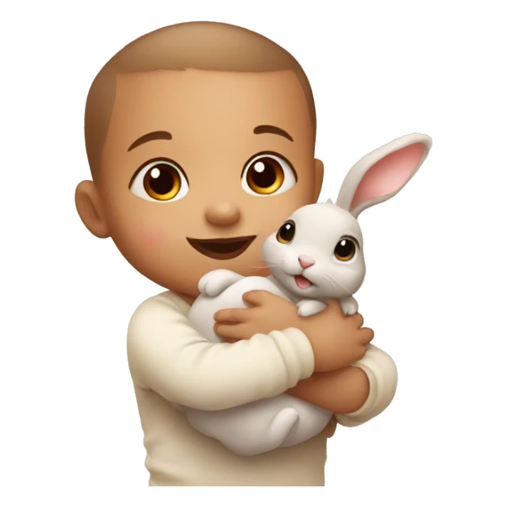 Baby with cute rabbit  sticker