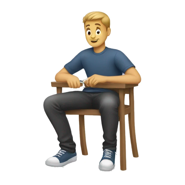 a guy sitting down and drawing sticker