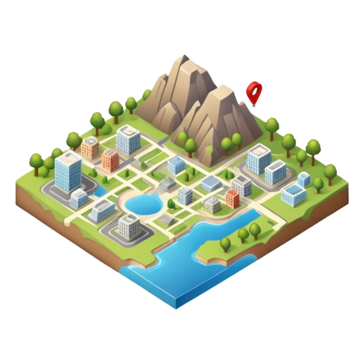 map isometric sticker