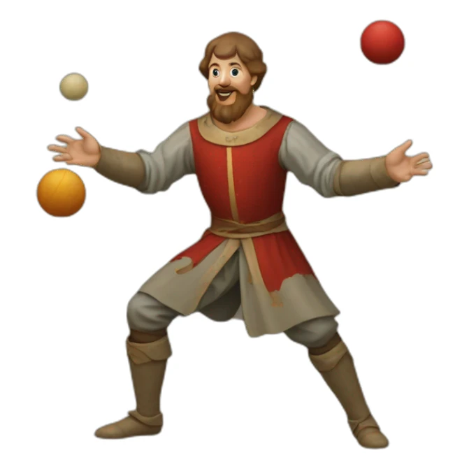 medieval juggler juggling 4 balls sticker