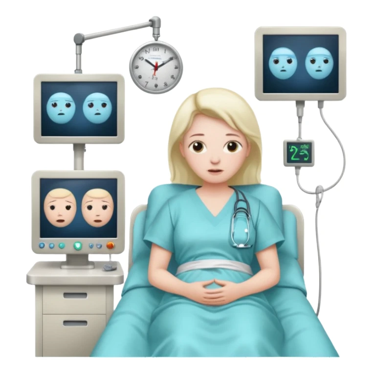 a PATIENT waking up before a surgery, with monitors and sleeping sticker