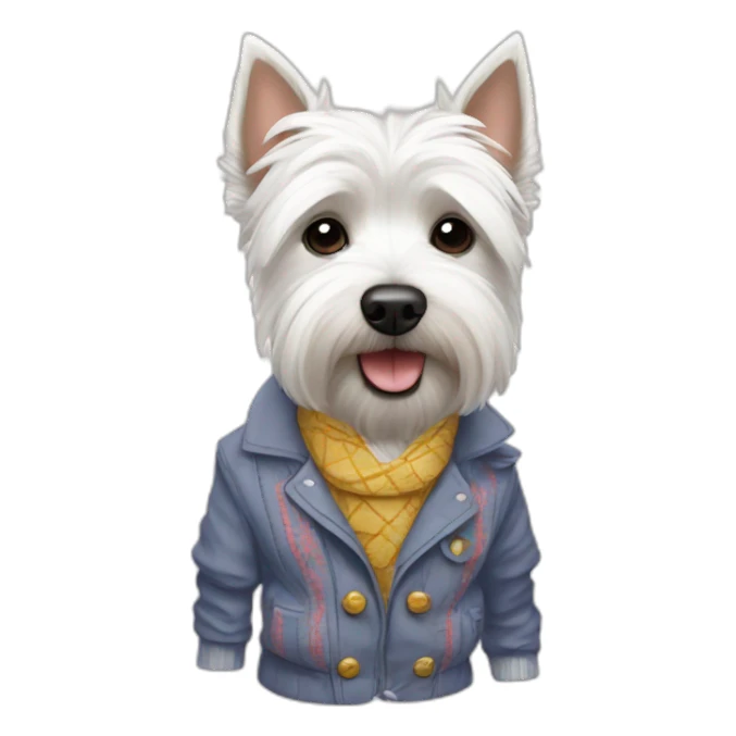 Westie in clothes sticker
