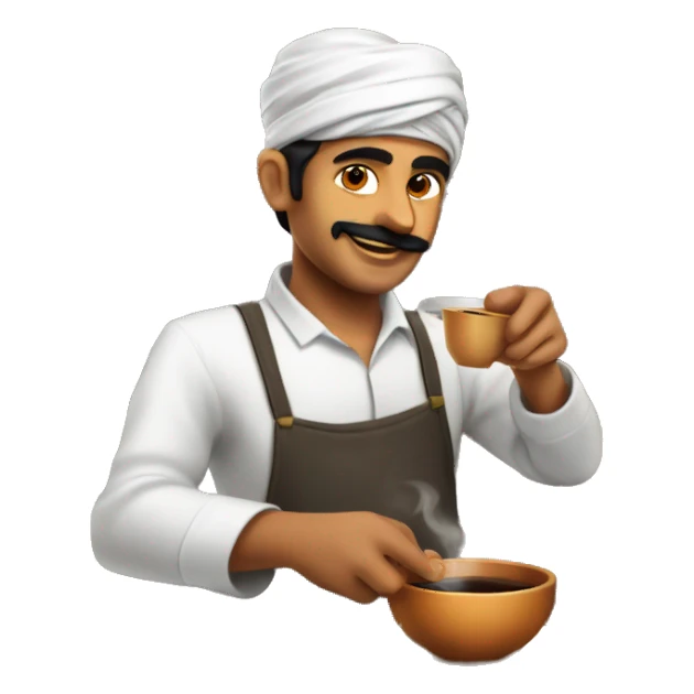 Chaiwala making tea in indian tea shop sticker