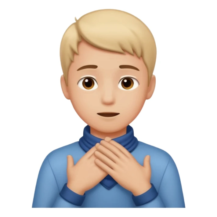 a boy holding his hands around his neck  sticker