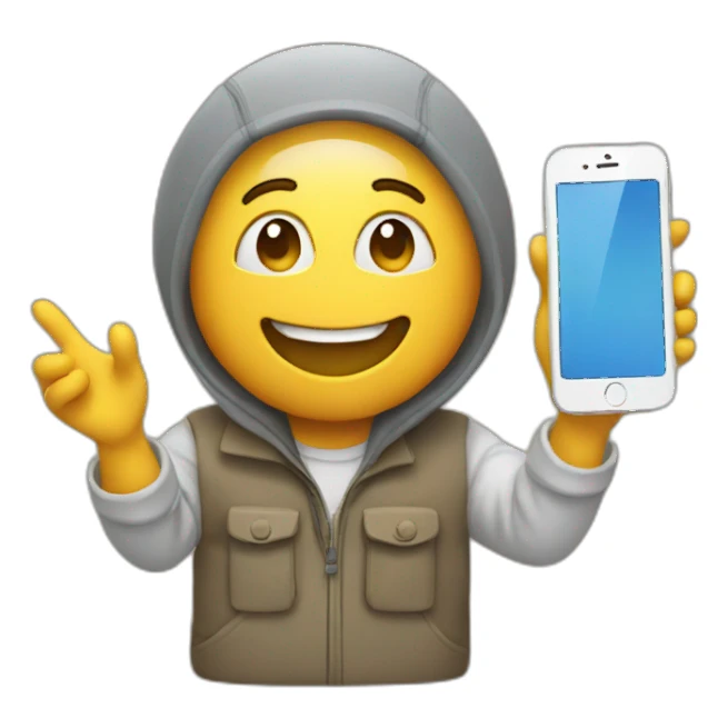 Happy person holding an iPhone sticker