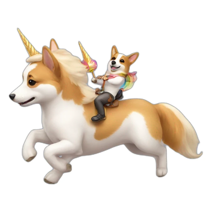 Corgi riding unicorn sticker