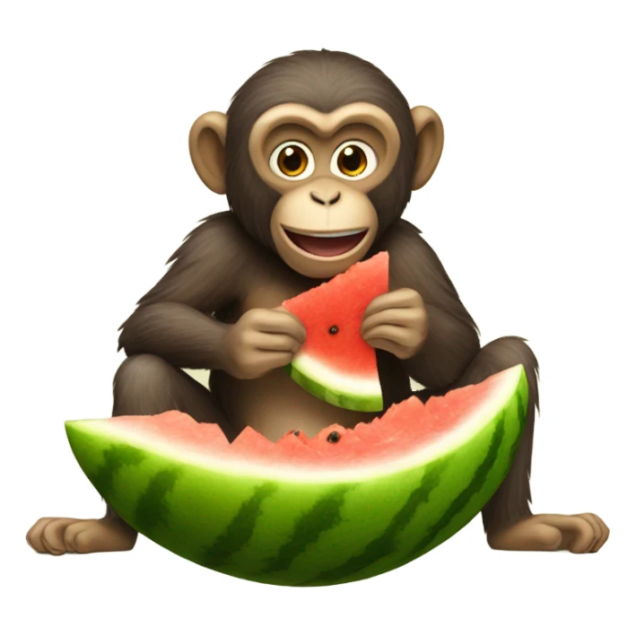 Monkey eating watermelon and chicken  sticker