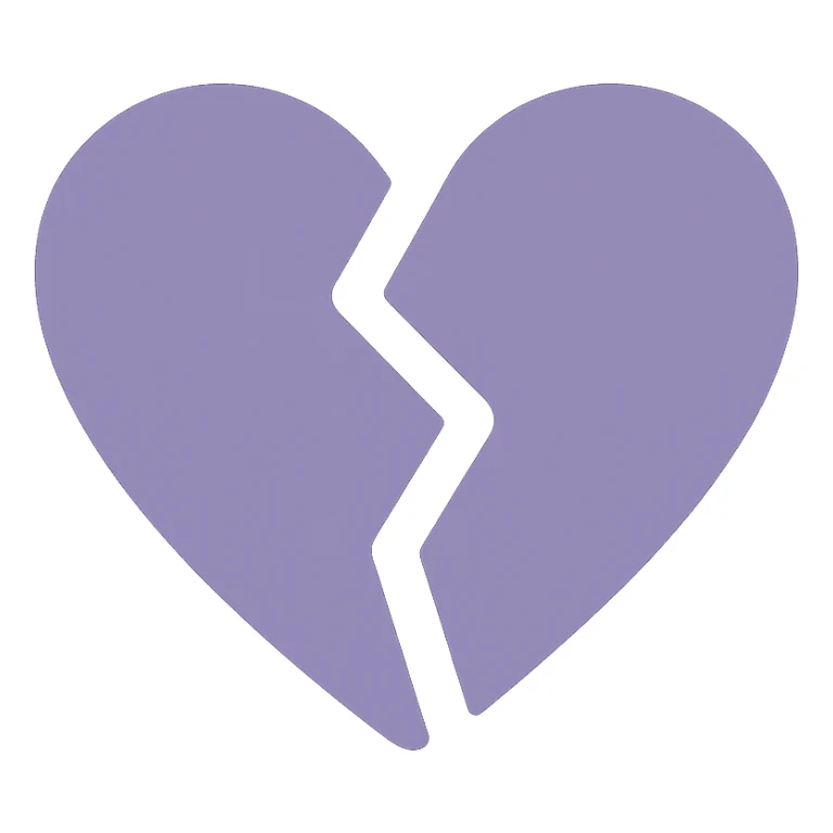 A dull purple broken heart sticker