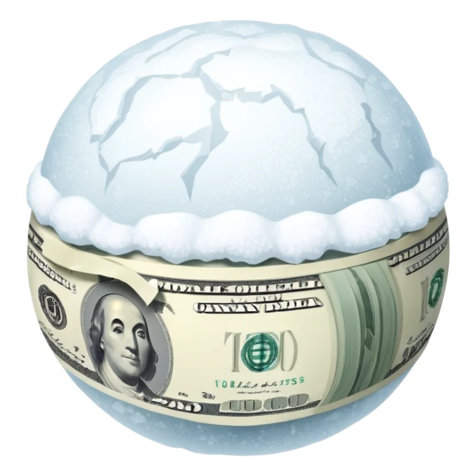 Snow ball with dollar bills  sticker