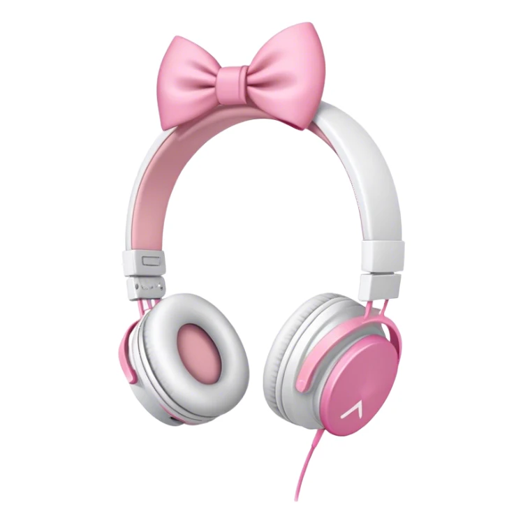 White headphones with pink bow sticker