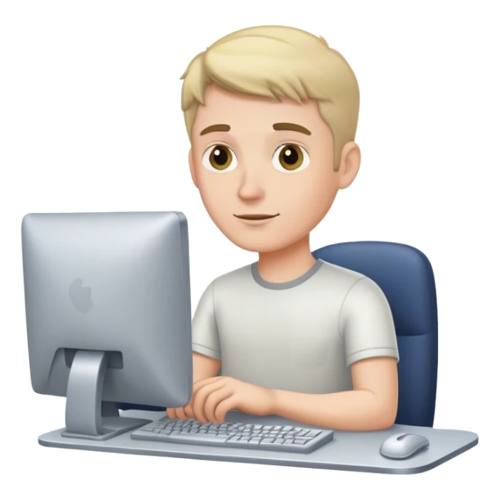 White guy at computer sticker