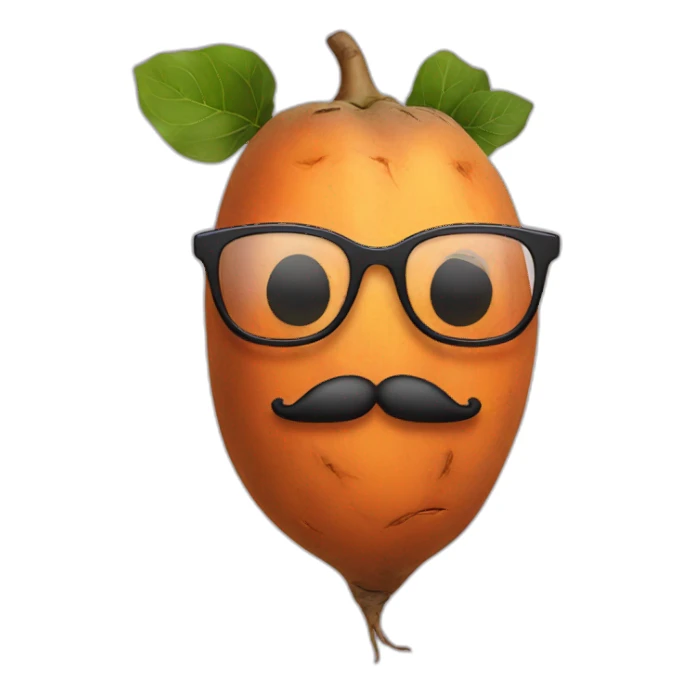 sweet potato with glasses and a beard sticker