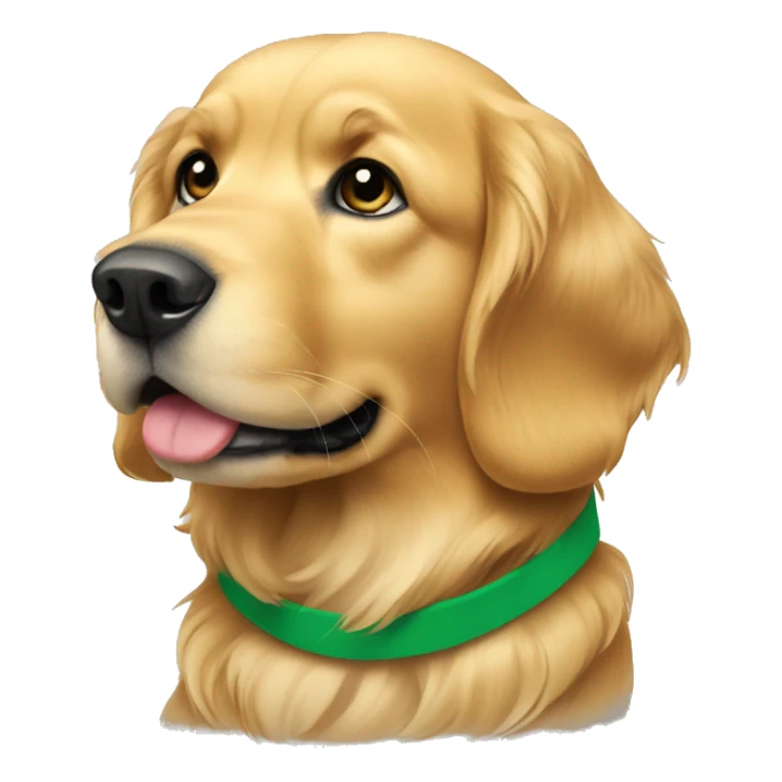 Golden retriever with green thin collar  sticker