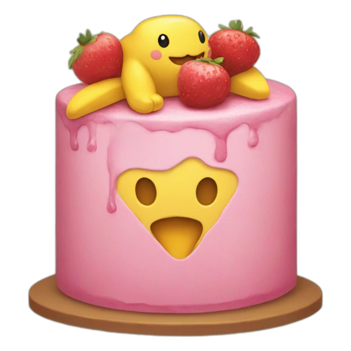 Pikachou mange un gâteau sticker