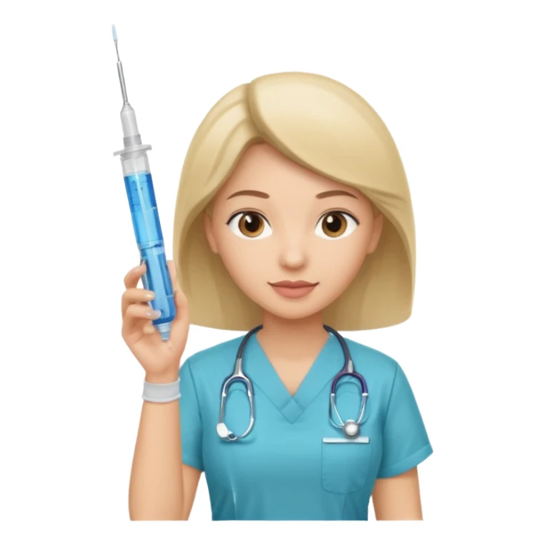 Nurse with syringe sticker