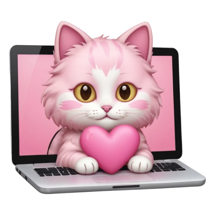 Pink pretty cute heart cat computer  sticker