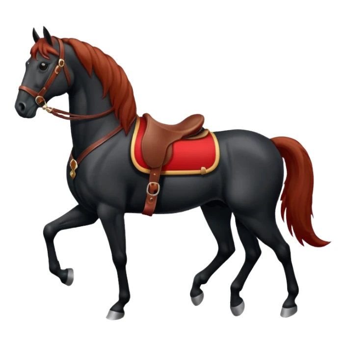 Black horse with red saddle  sticker
