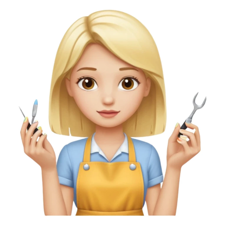 Blondie girl making nails sticker