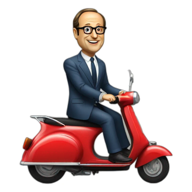 francois hollande sur un scooter sticker