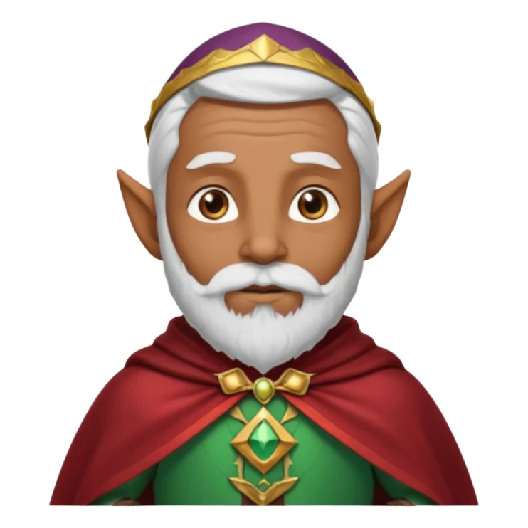 Wise elf with white beard, brown skin and cape sticker