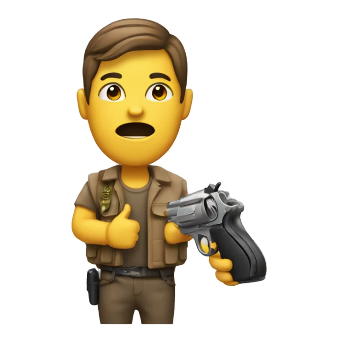 Emoji with toy pistol sticker