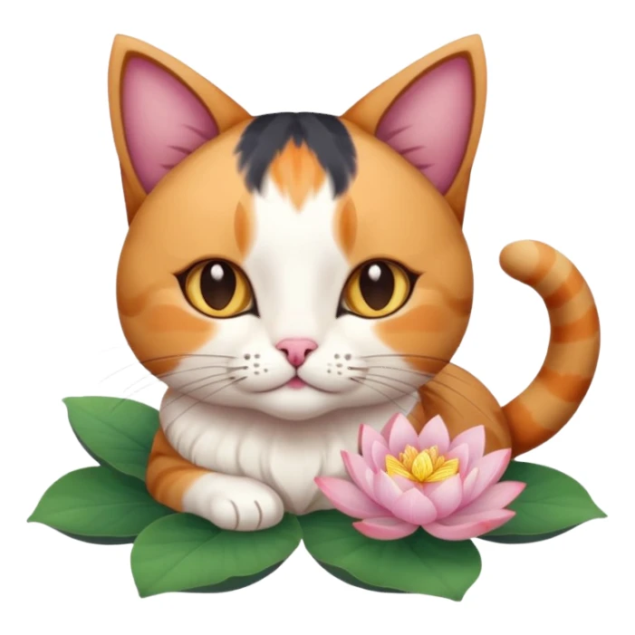 cat with lotus flower on her head chilling  sticker