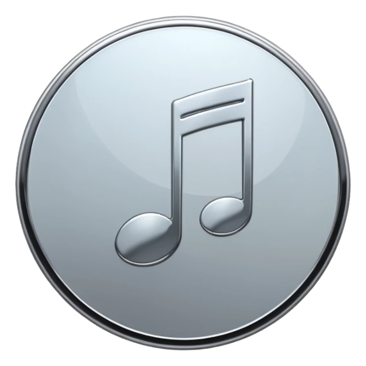 mac os music note metal chrome sticker