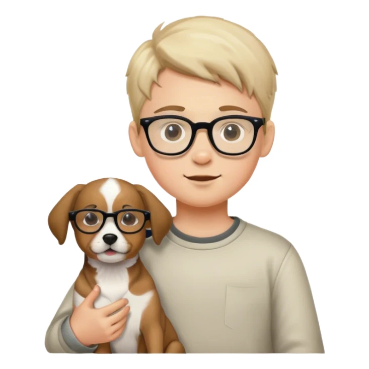boy with dog and glasses sticker