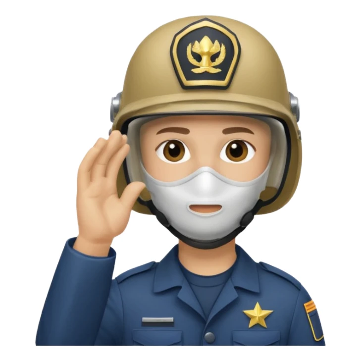 Soldier saluting with helmet + face mask sticker
