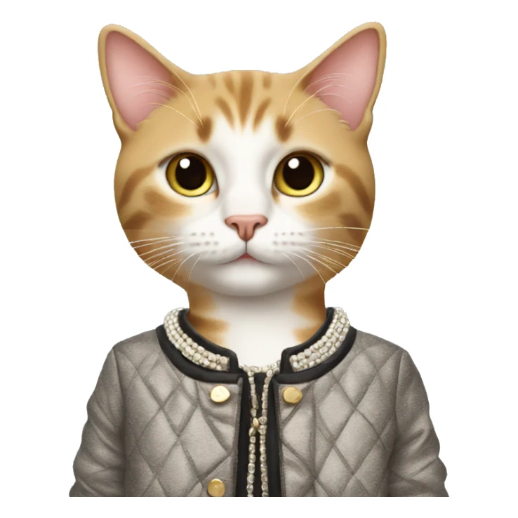 cat with chanel clothes sticker