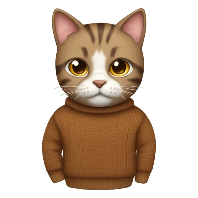 cat with brown sweater  sticker