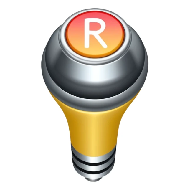 car gear shift stick with R for reverse highlighted sticker