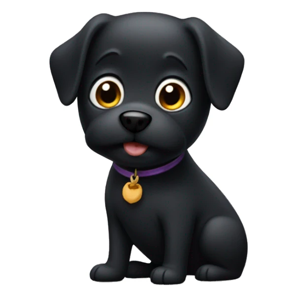 A black dog thats very chubby and has a tiny tail sticker