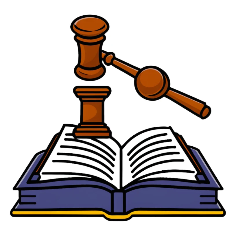 Law book with gavel sticker