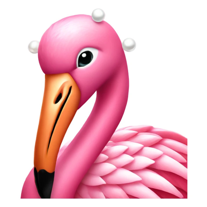 flamingo wearing pearls and doing their makeup sticker