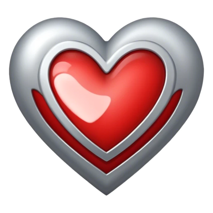 Red silver heart sticker