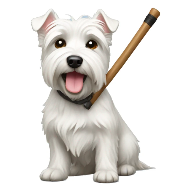 Westie with a blind stick sticker