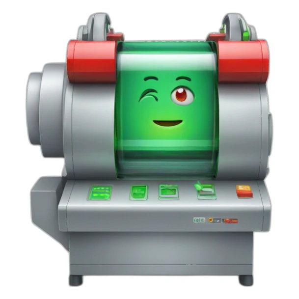 machine running tests with red x and green check marks sticker