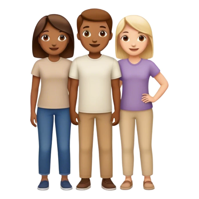 three people happy standing together simple style sticker