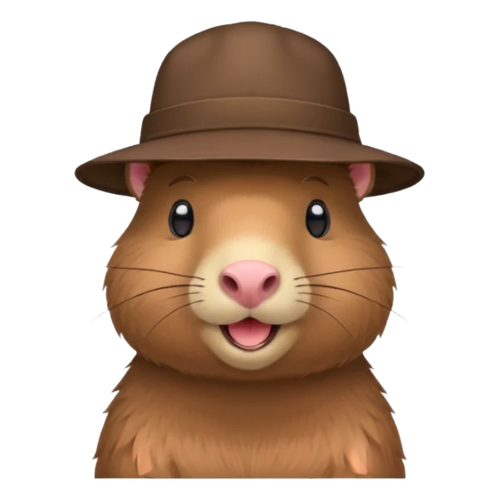 Cute capybara with blush wearing a hat sticker
